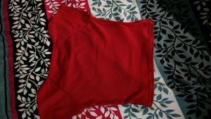 Women's Red Square Neck Crop Top