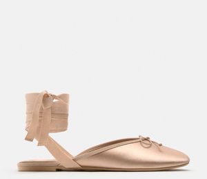 Lace Up Ballet Flats With Bow
