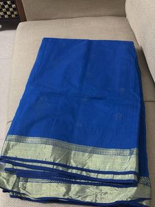 Royal Blue Saree with Silver Border