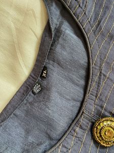 Stylish Navy Blue Kurta with Gold Embellishments