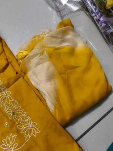 Embroidered Yellow Kurta Set with Dupatta