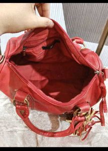 Chic Red Leather Handbag with Tassel