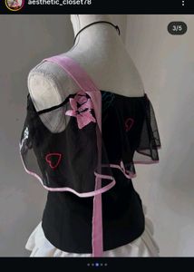 Chic Black &amp; Pink Ruffle Top