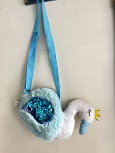 Cute Swan Sequin Plush Crossbody Bag