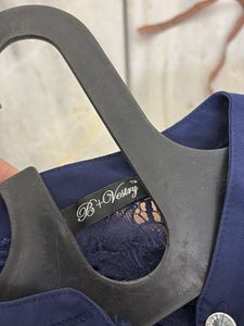 Elegant Navy Blue Lace Top
