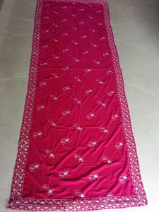 Vibrant Pink Embroidered material