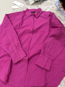 Vibrant Pink Oversized Button-Up Shirt