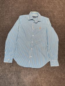 Ralph Lauren Girls/Women's Aqua Blue &amp; White Strip