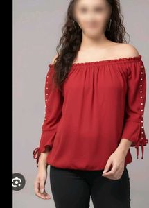 Stylish Off-Shoulder Red Top