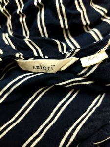 🔥BUY1GET1🔥women's Navy blue off-white striped to