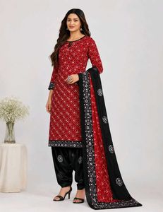 Deeptex  Red & Black Printed Suit