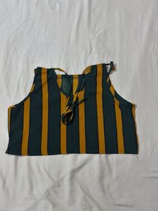 Striped Lace-Up Crop Top