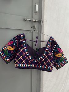 💜 Vibrant Purple Mirror-Work Choli ✨