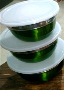 "🍲 Stainless Steel 3Pcs Fiesta Bowl Set (GREEN) 🥗"