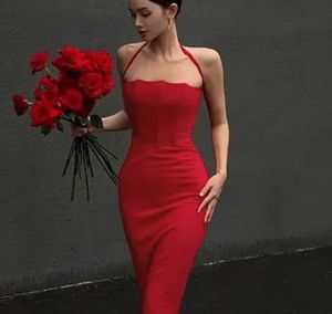 Stunning Red Halter Neck Bodycon Midi Dress from n