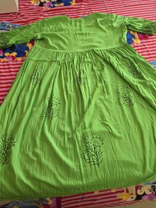 Green Printed Anarkali Kurta