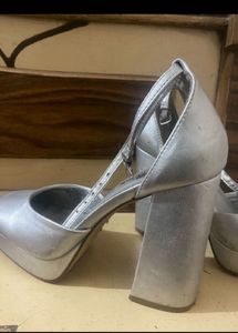 Silver Heels with Ankle Strap