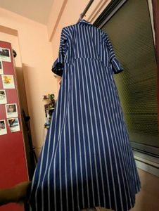 Navy Blue Striped Midi Dress/kurti