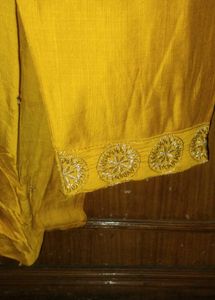 Embroidered Yellow Kurta set with dupatta