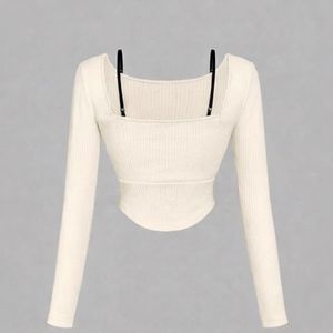 Ribbed Long Sleeve Bow Top