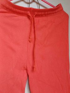 Coral Ribbed Lounge Pants