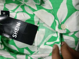 Green Floral Print Short Sleeve Shirt