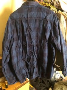 Men's Blue Plaid Button-Down Shirt