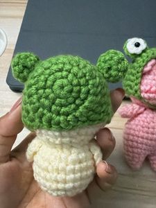 Crocheted Duck &amp; Pig Toys with Frog Hats