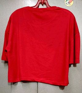 Anime Graphic Print Red Crop Top