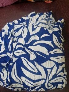 Blue Leaf Print Shirt Dress