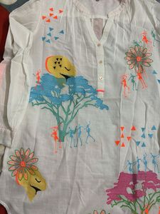 White Kurta with Tribal Print