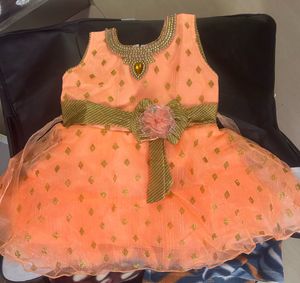 New Without Tag Orange Frock For Baby