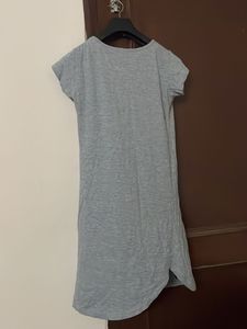 Grey Casual T-Shirt Dress with Pocket