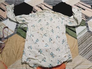 Men's Cream Floral Print Shirt