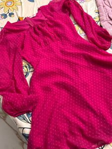 Chic Fuchsia Textured A-Line Dress