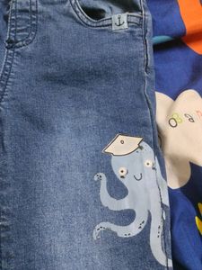 Kids' Blue Denim Octopus Jeans