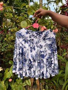 Blue floral skirt