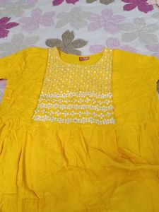 Vibrant Yellow Embroidered Kurta