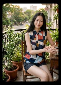 Geometric Print Sleeveless Top
