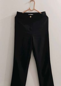 Classic Black Trousers with Gold Button
