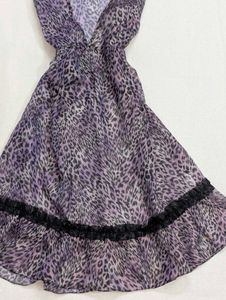 Vintage Y2K Sheer Purple Leopard Lace Trim Dress