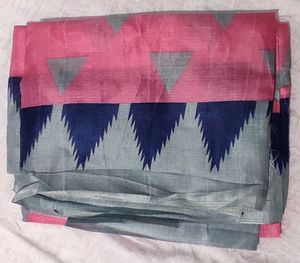 Pink &amp; Grey Design Saree