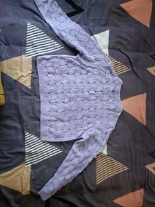 Lilac Cropped Knit Sweater
