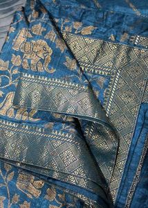 Teal & Gold Elephant Print Fabric