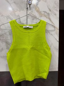 Zara Neon Green Ribbed Tank Top