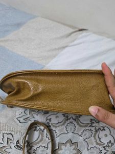 Brown Faux Leather Saddle Bag