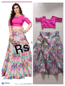 Floral Print Semi Stitched Lehenga Choli
