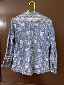 Blue Floral Print Tunic Top/ Short Kurti