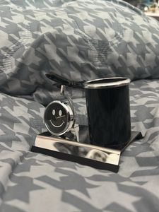 Cute Smiley Face Desk Clock & Pen Holder Set