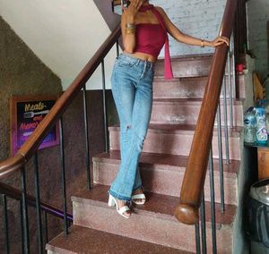 Stylish Ripped Flare Jeans